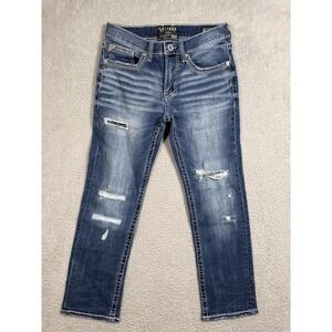 Salvage Supply Co Jeans Mens 32x28 Blue Havoc Slim Straight Distressed Buckle